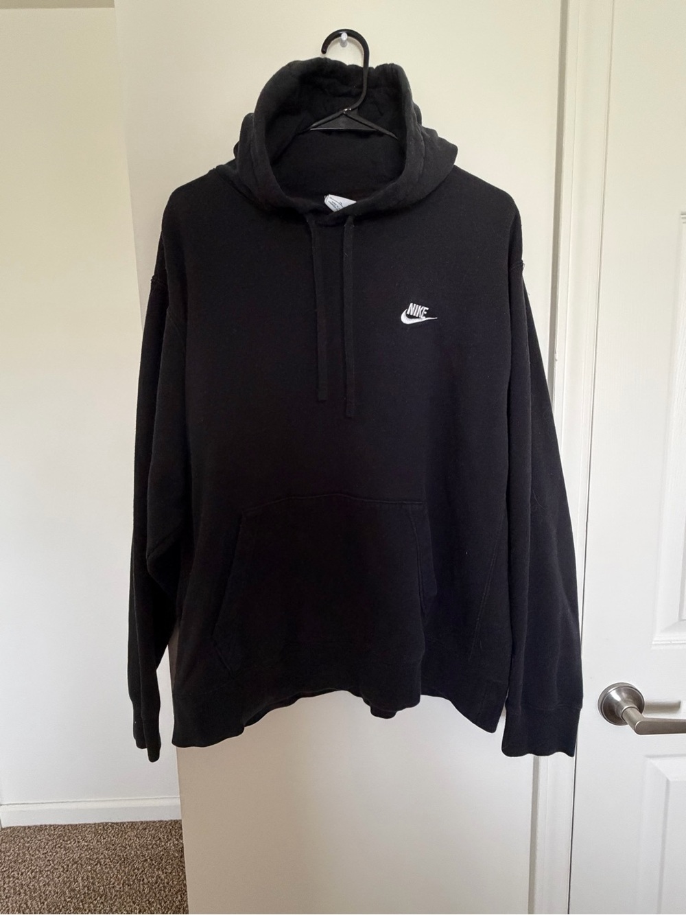 Nike Black Men's Pullover Hoodie with White Swoosh